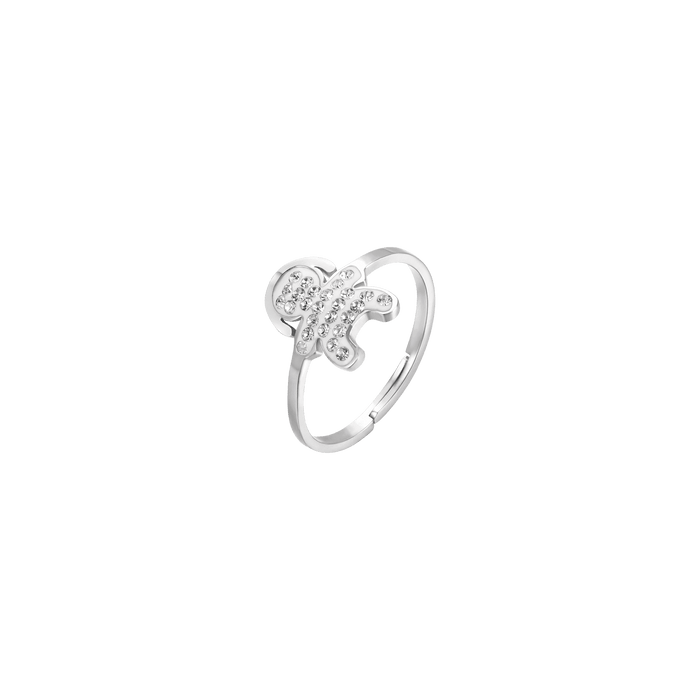 ANELLO DONNA IN ACCIAIO CON BIMBA E CRISTALLI BIANCHI MISURA: M