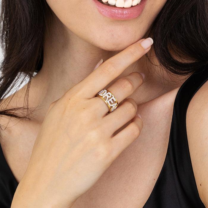 ANELLO DONNA IN ACCIAIO DORATO DREAM CON CRISTALLI BIANCHI MISURA S