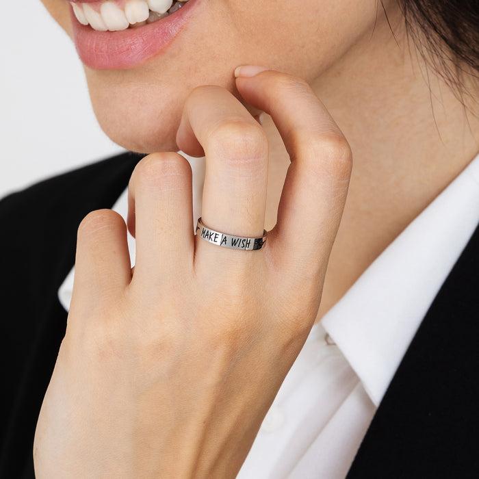ANELLO DONNA IN ACCIAIO CON MAKE A WISH gioielleriaperdichizzi