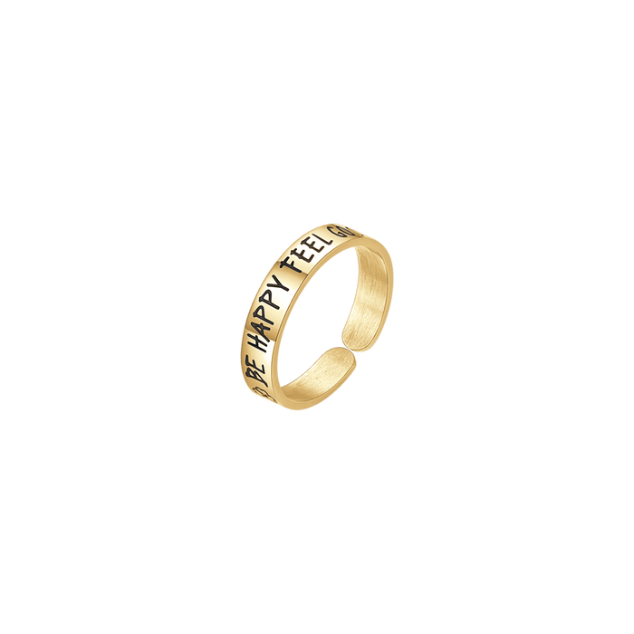 ANELLO DONNA IN ACCIAIO DORATO BE HAPPY FEEL GOOD