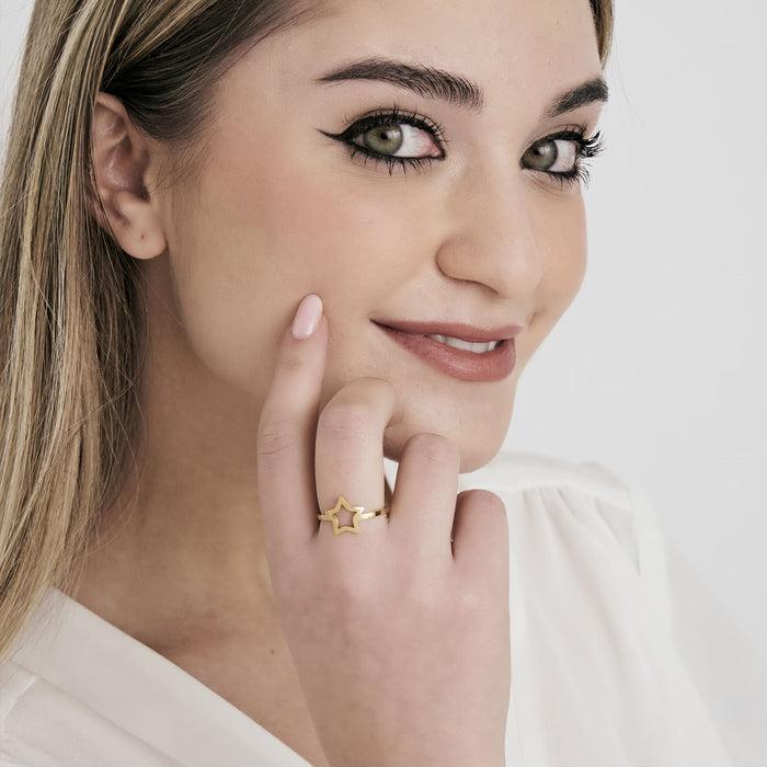 ANELLO DONNA IN ACCIAIO IP GOLD CON STELLA
