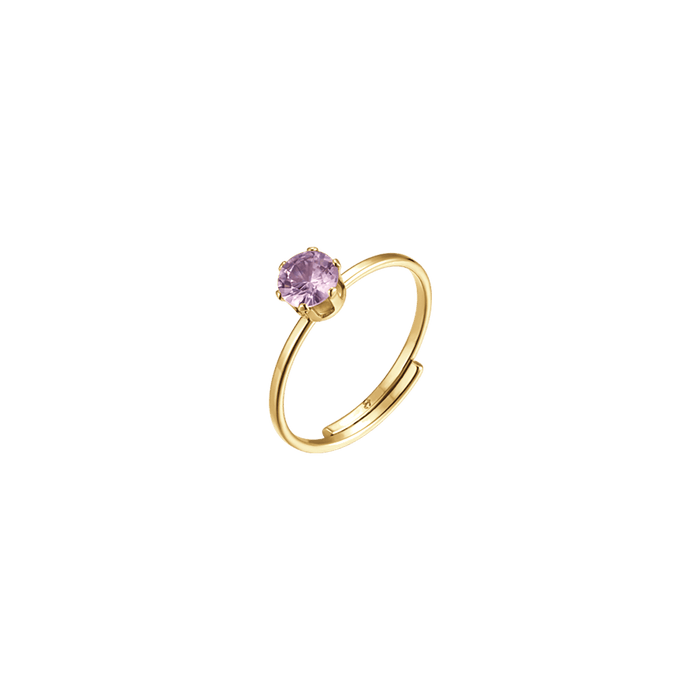 WOMEN'S SOLITAIRE RING IN STEEL WITH PINK CRYSTAL