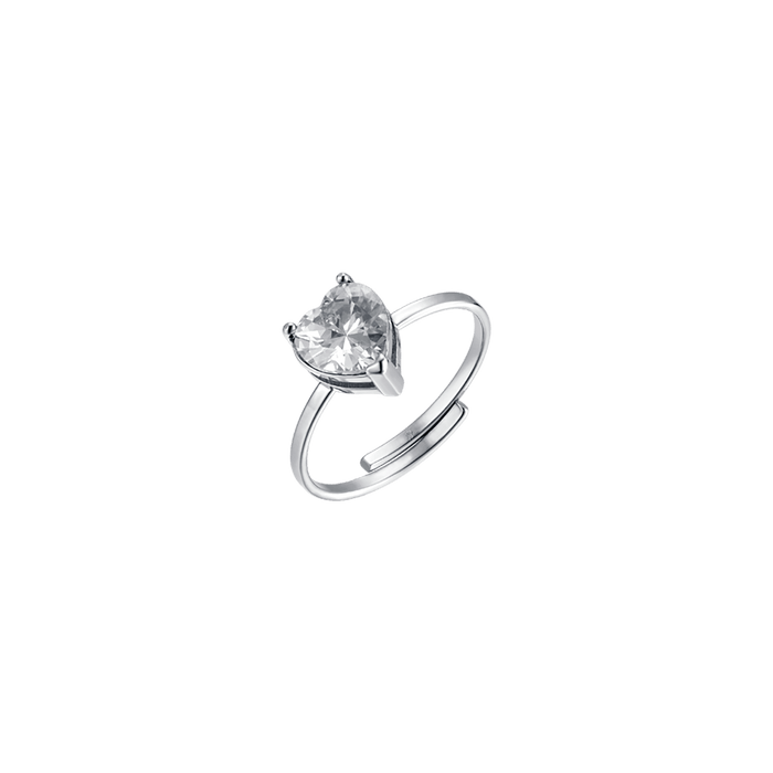 ANELLO DONNA IN ACCIAIO CON CRISTALLO BIANCO A FORMA DI CUORE