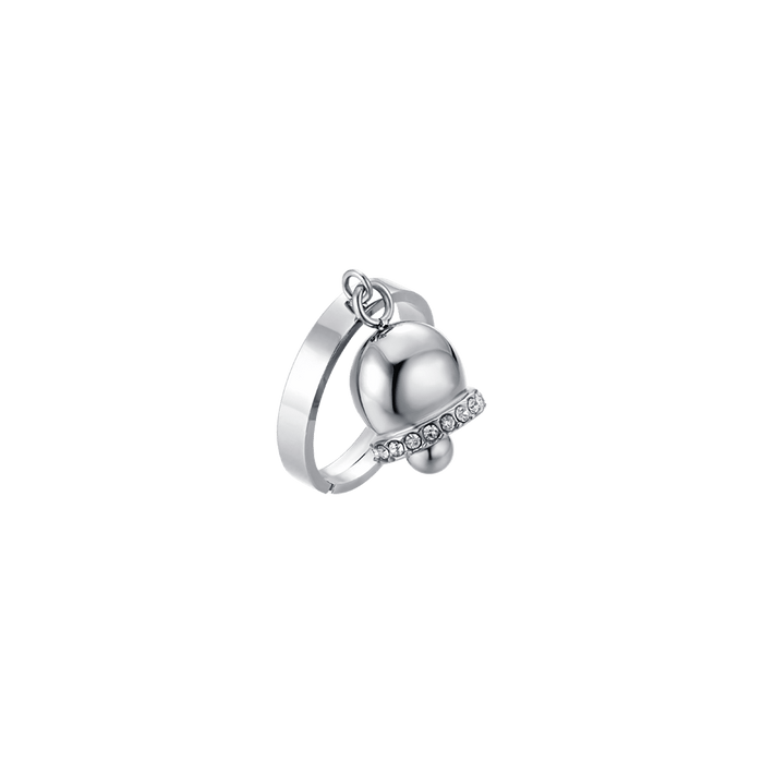 ANELLO DONNA IN ACCIAIO IP GOLD CON CAMPANELLA CON CRISTALLI BIANCHI