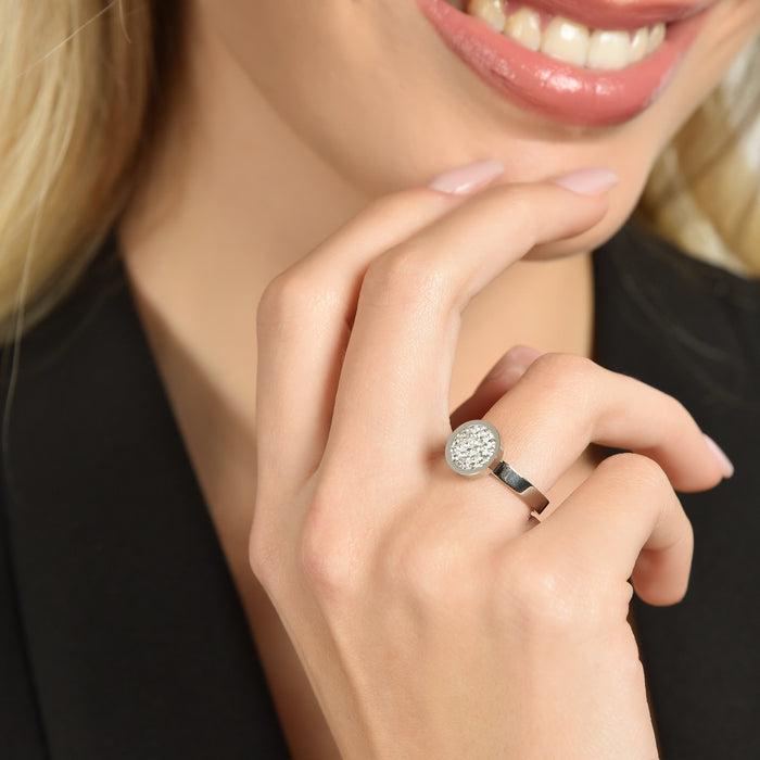 ANELLO DONNA IN ACCIAIO CON ELEMENTO CON CRISTALLI BIANCHI