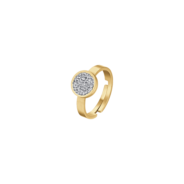 ANELLO DONNA IN ACCIAIO IP GOLD CON ELEMENTO CON CRISTALLI BIANCHI