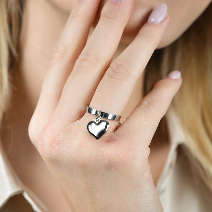 ANELLO DONNA IN ACCIAIO CON CUORE
