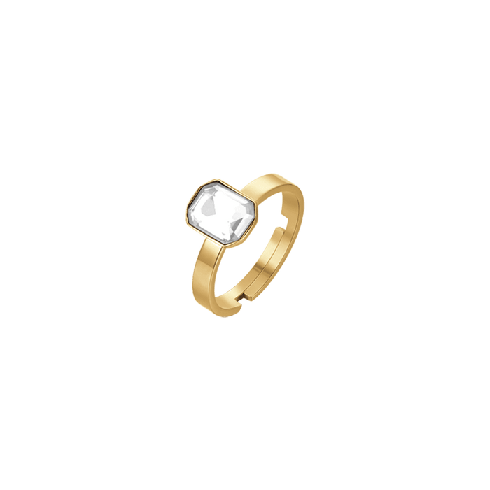 ANELLO DONNA IN ACCIAIO IP GOLD CON CRISTALLO BIANCO