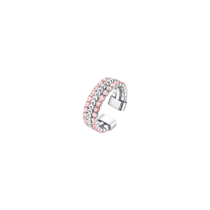 WOMEN'S RING IN STEEL WITH WHITE CRYSTALS SIZE S