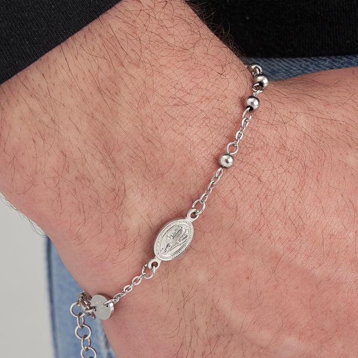 BRACELET CHAPELET HOMME EN ACIER AVEC SPHÈRES EN ACIER