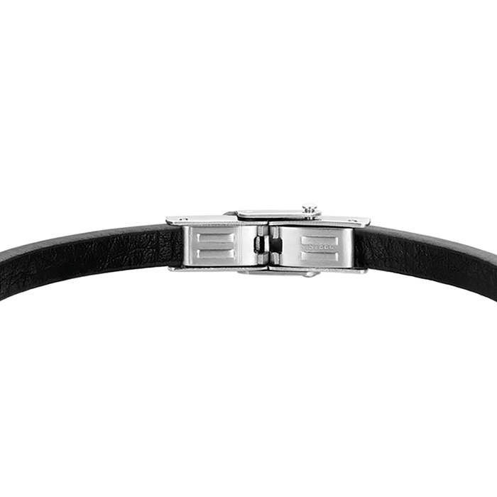 MEN'S LEATHER BRACELET WITH STEEL PLATE