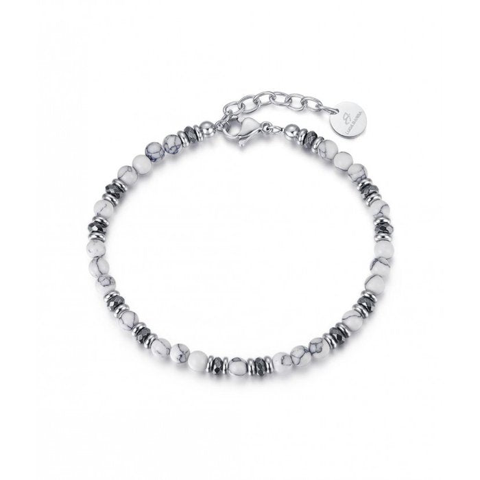 Bracciale Con Pietre Bianche Ed Ematite