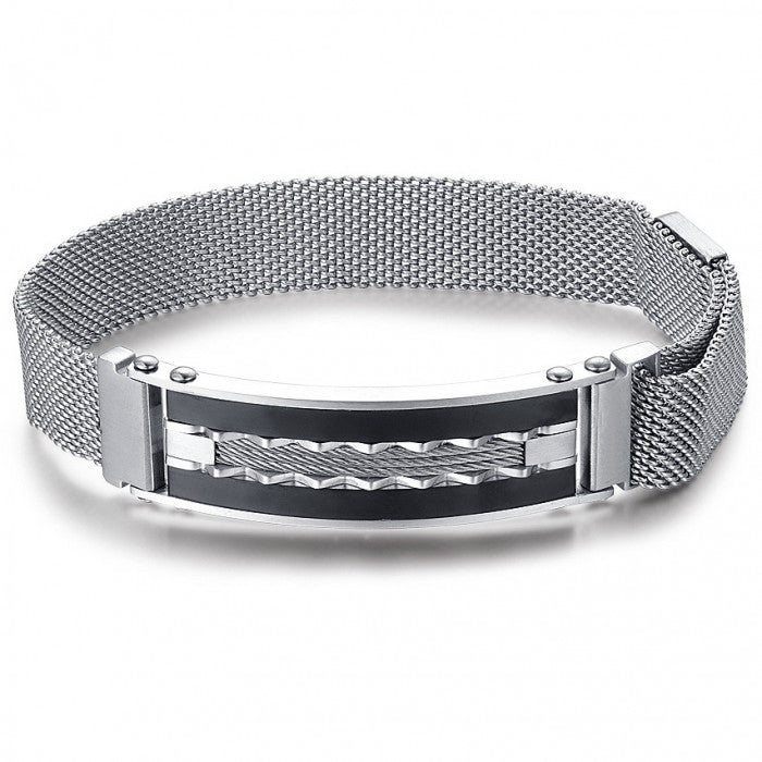 Milanese mesh bracelet with plate