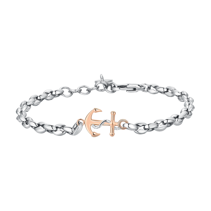 BRACELET HOMME EN ACIER AVEC ANCRE IP ROSE