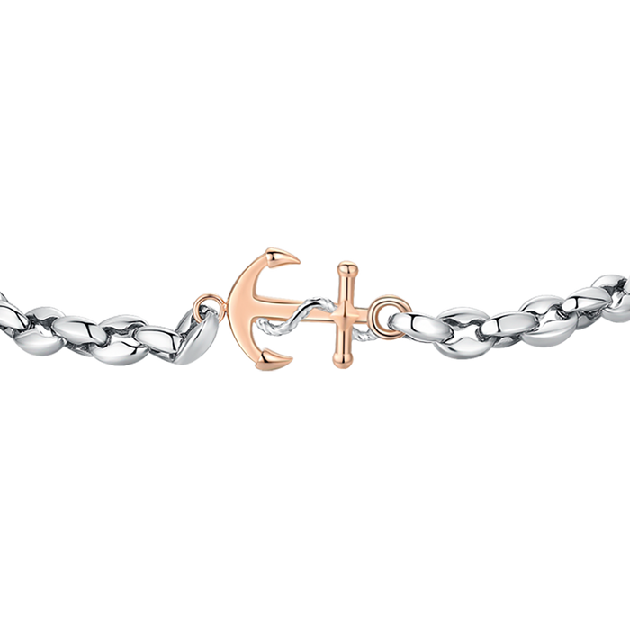 BRACELET HOMME EN ACIER AVEC ANCRE IP ROSE