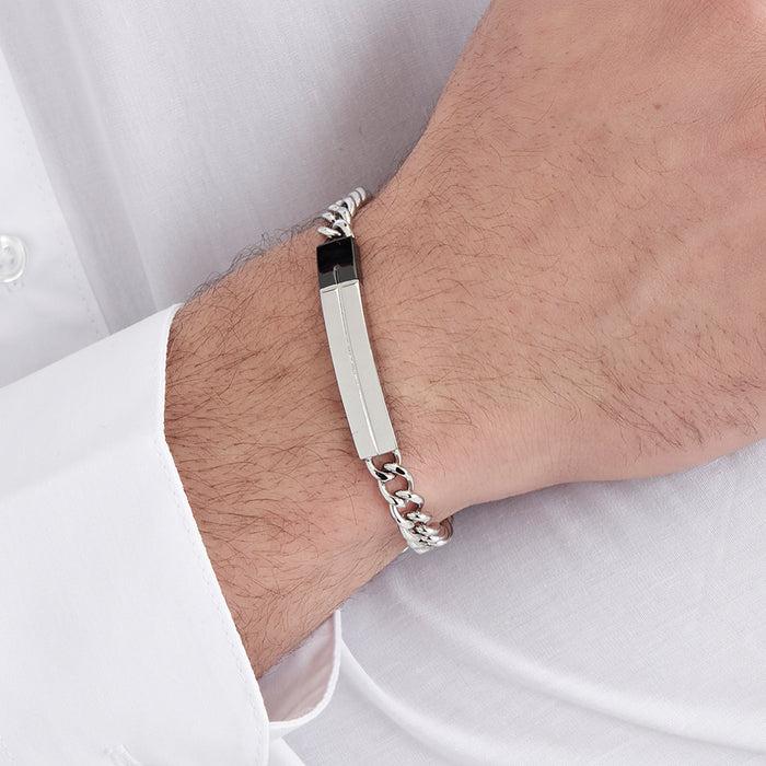 BRACCIALE UOMO IN ACCIAIO CON ELEMENTO IN ACCIAIO ROSA