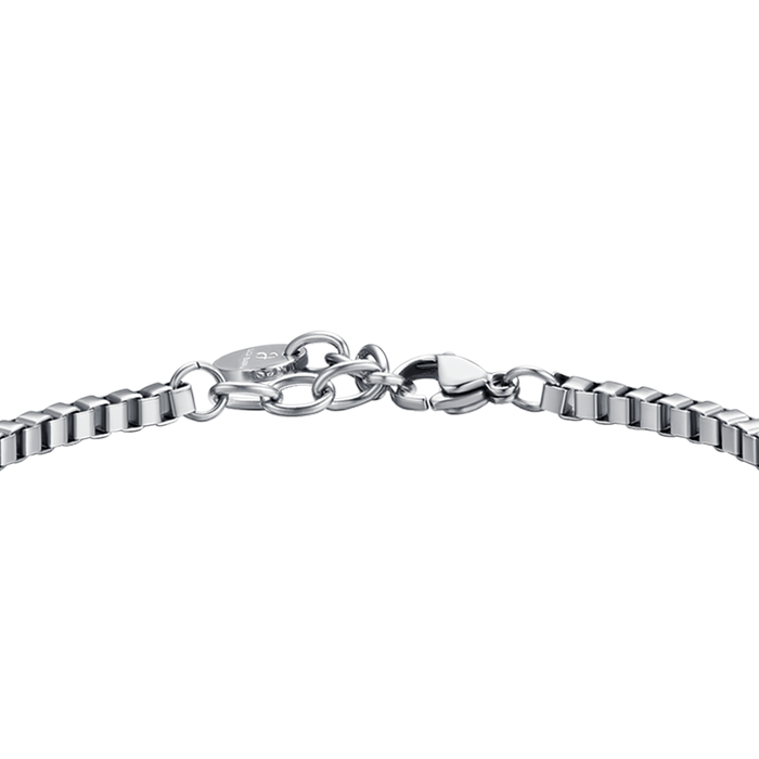 MEN'S STEEL BRACELET WITH PLATE AND BLACK CRYSTALS
