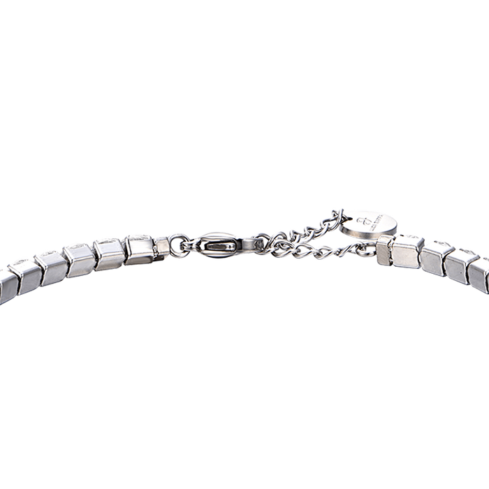 BRACCIALE TENNIS UOMO IN ACCIAIO CON CRISTALLI BIANCHI
