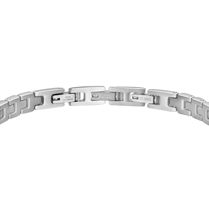 BRACCIALE UOMO IN ACCIAIO CON CRISTALLI BIANCHI