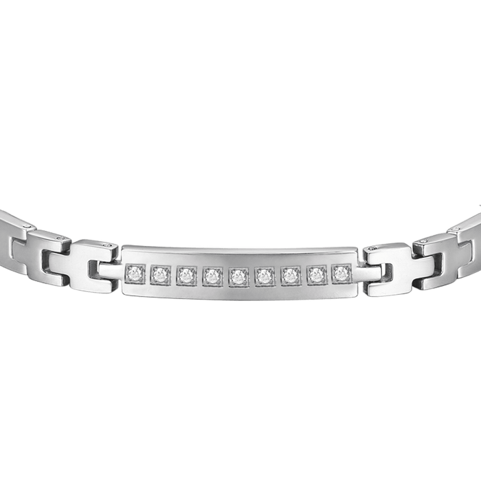 BRACCIALE UOMO IN ACCIAIO CON CRISTALLI BIANCHI