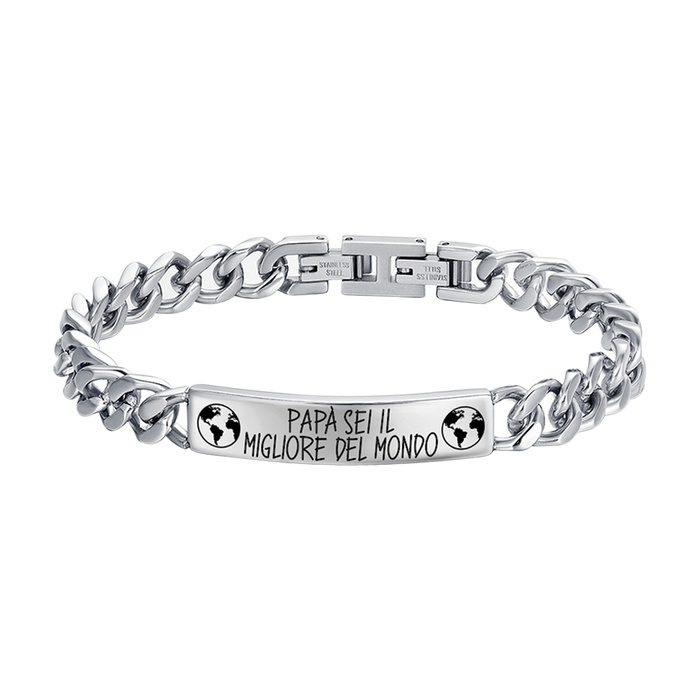 BRACCIALE UOMO IN ACCIAIO PAPA' SEI IL MIGLIORE DEL MONDO