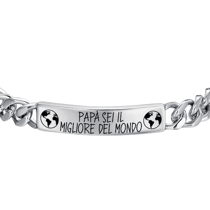 BRACCIALE UOMO IN ACCIAIO PAPA' SEI IL MIGLIORE DEL MONDO