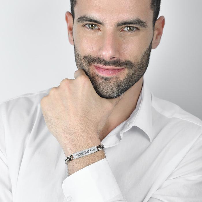 BRACCIALE UOMO IN ACCIAIO TI VOGLIO BENE PAPA'
