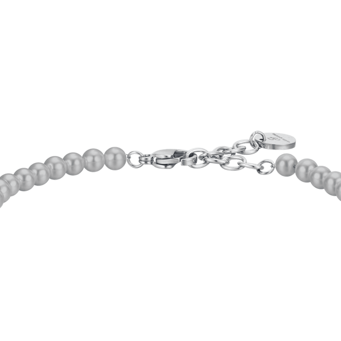MEN'S STEEL BRACELET WITH GREY PEARLS