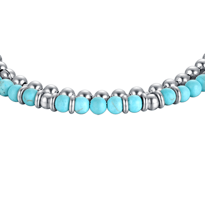 MEN'S STEEL BRACELET WITH TURQUOISE STONES AND STEEL ELEMENTS