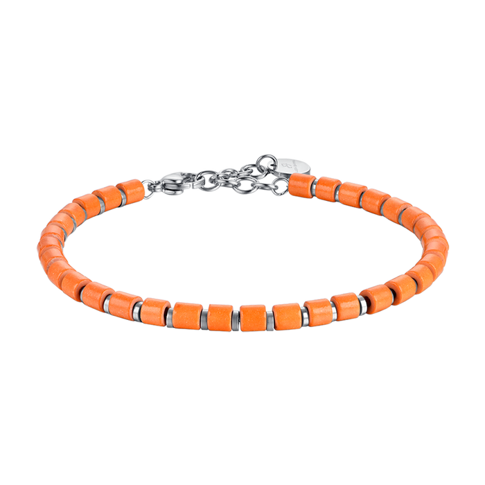 BRACELET HOMME EN ACIER AVEC PIERRES ORANGES