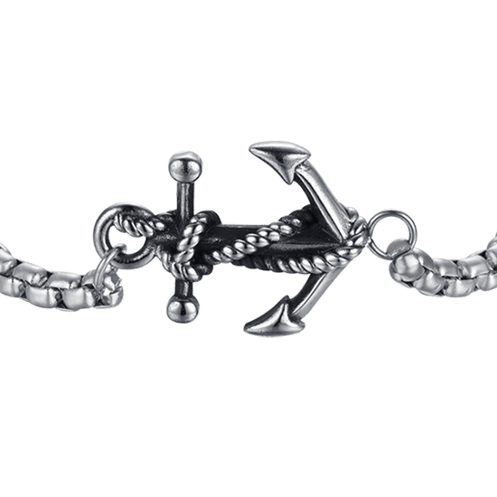 BRACCIALE UOMO IN ACCIAIO CON ANCORA CON SMALTO NERO