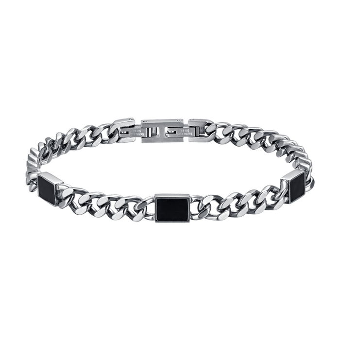 BRACCIALE UOMO IN ACCIAIO CON ELEMENTI NERI