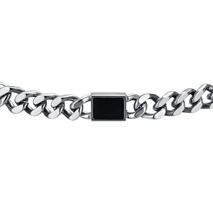 BRACCIALE UOMO IN ACCIAIO CON ELEMENTI NERI