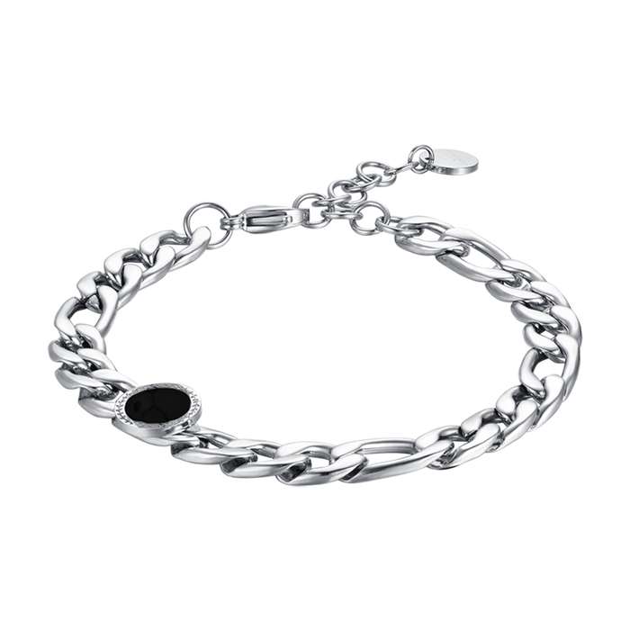 BRACCIALE UOMO IN ACCIAIO CON AGATA NERA