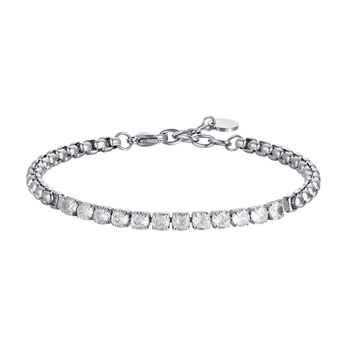 BRACCIALE UOMO IN ACCIAIO CON CRISTALLI BIANCHI