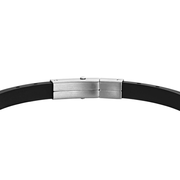 BRACCIALE UOMO IN SILICONE NERO CON ELEMENTI IN ACCIAIO