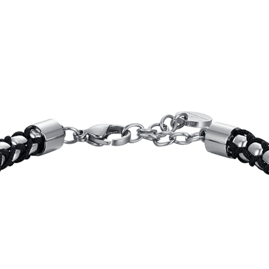 BRACCIALE UOMO IN ACCIAIO CON CORDA NERA