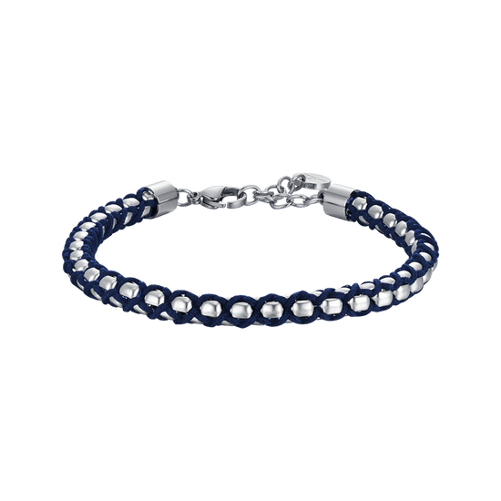 BRACCIALE UOMO IN ACCIAIO CON CORDA BLU
