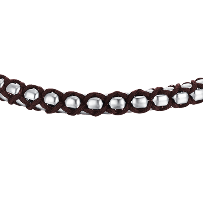 BRACCIALE UOMO IN ACCIAIO CON CORDA MARRONE