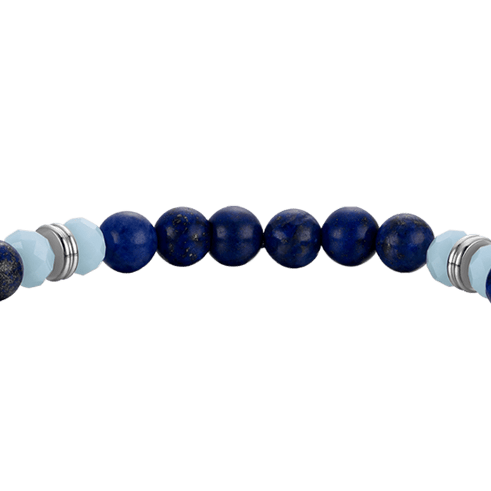 BRACCIALE UOMO ELASTICO CON PIETRE BLU E VERDI E CORNO TURCHESE