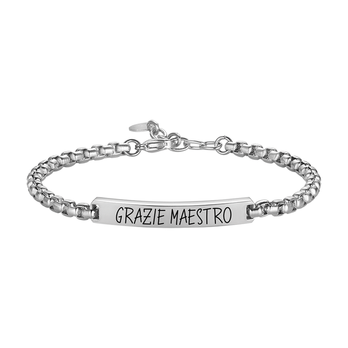 BRACCIALE UOMO IN ACCIAIO GRAZIE MAESTRO CON PIASTRA