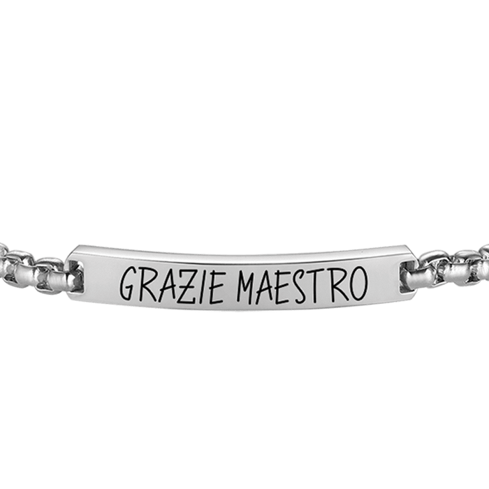 BRACCIALE UOMO IN ACCIAIO GRAZIE MAESTRO CON PIASTRA