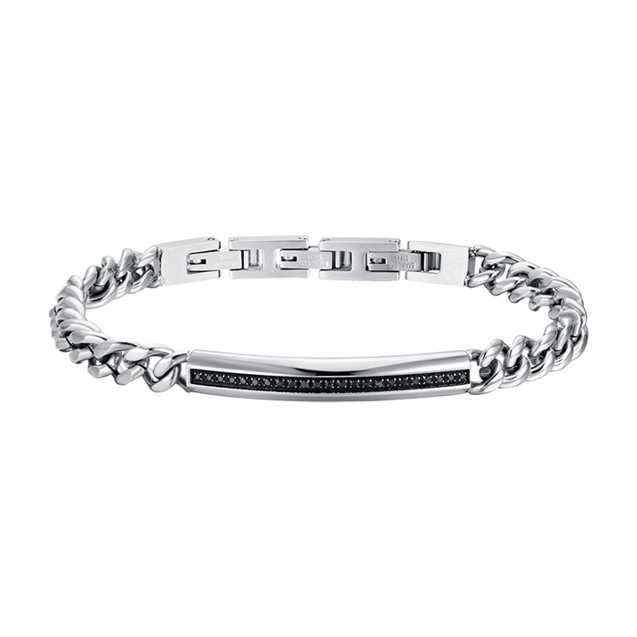 MEN'S STEEL BRACELET WITH BLACK CRYSTAL ELEMENT