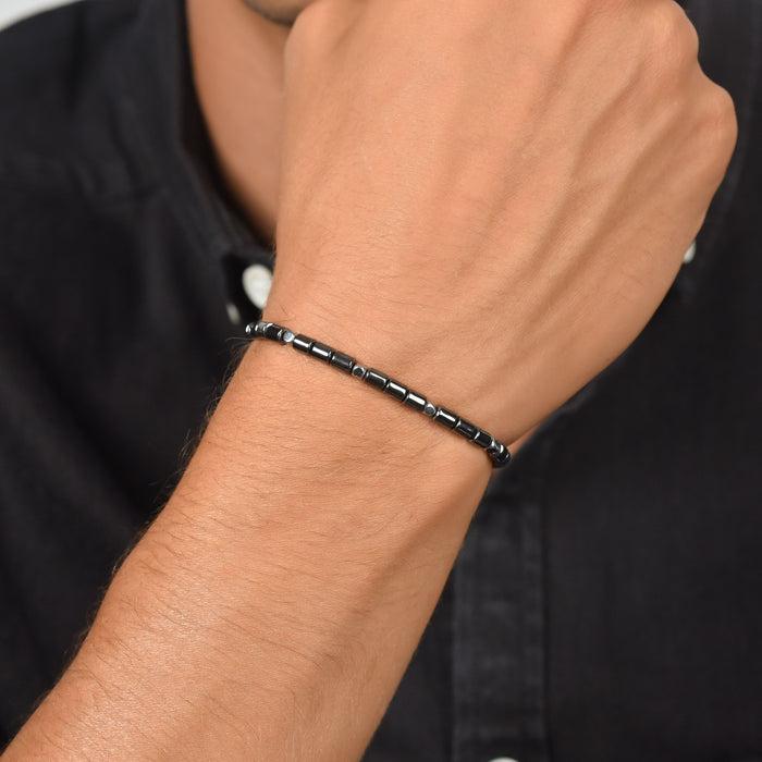 BRACCIALE UOMO IN ACCIAIO CON EMATITE IP GUN E SILVER