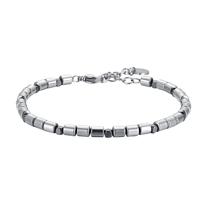 BRACCIALE UOMO IN ACCIAIO CON EMATITE SILVER E NERA