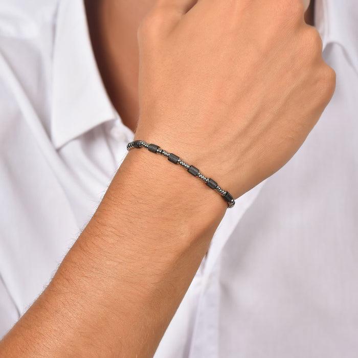 BRACCIALE UOMO IN ACCIAIO CON ELEMENTI IP NERO