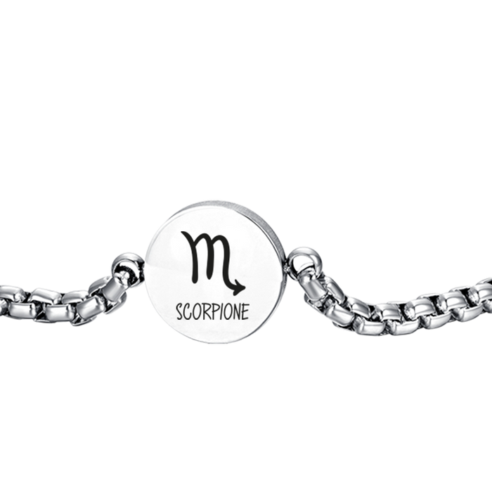 BRACELET HOMME EN ACIER PLAQUE SIGNE DU ZODIAQUE SCORPION