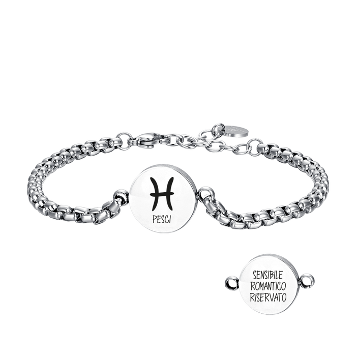 BRACELET HOMME EN ACIER PLAQUE SIGNE DU ZODIAQUE POISSONS