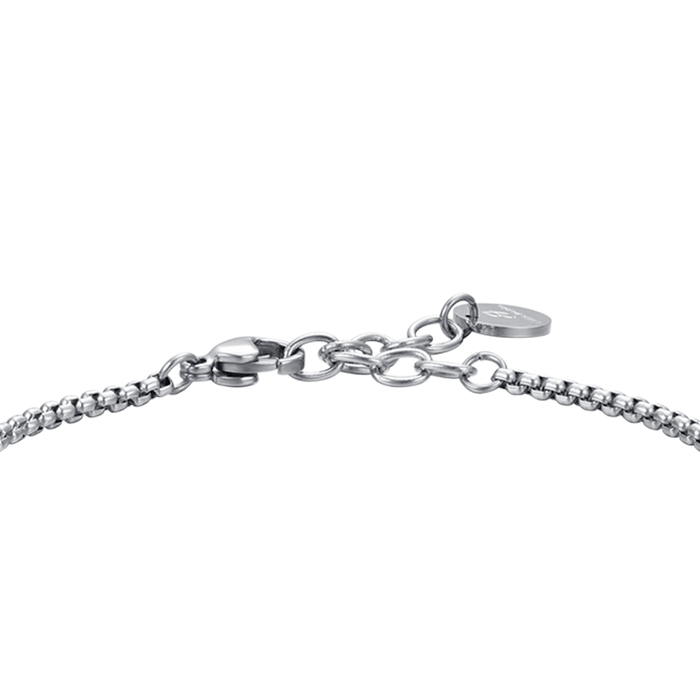 BRACCIALE UOMO IN ACCIAIO ELEMENTO CON ANCORA SILVER E SMALTO NERO