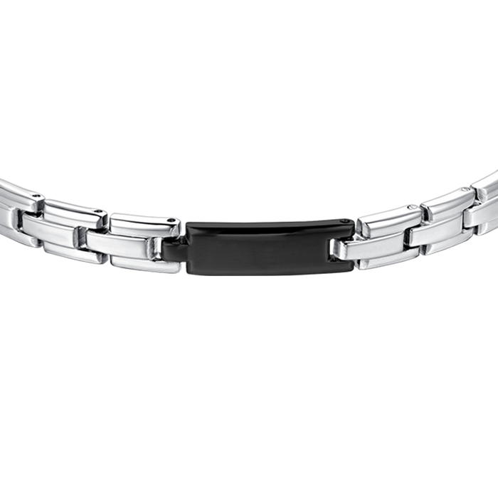 BRACCIALE UOMO IN ACCIAIO CON PIASTRA IP NERO